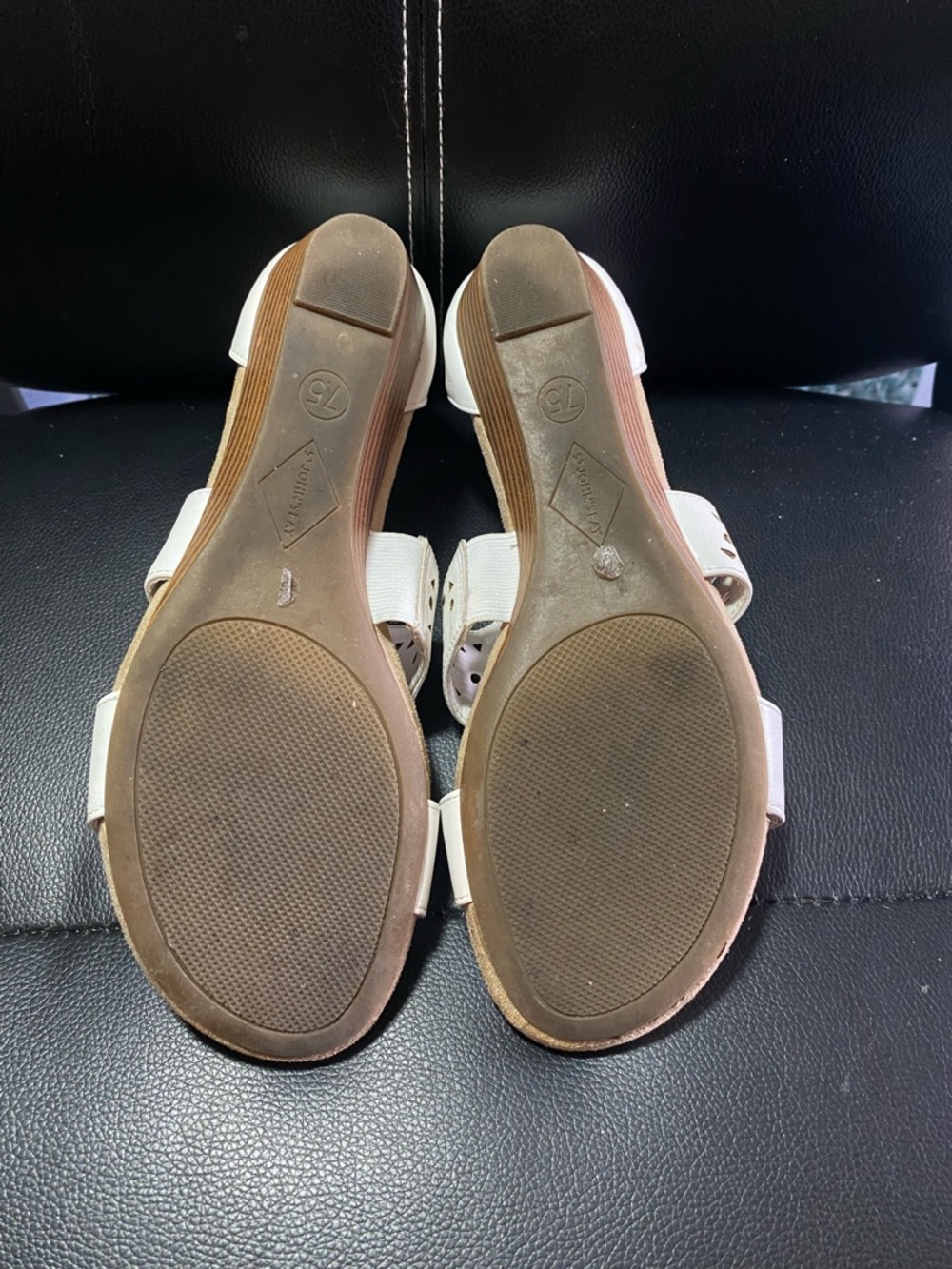 St. John’s Bay White Wedge Sandals with Braided Detail Size 7.5 - Picture 8 of 9